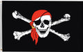 3x5 Ft Jolly Roger Pirate Red Bandana Polyester Flag, Grommets